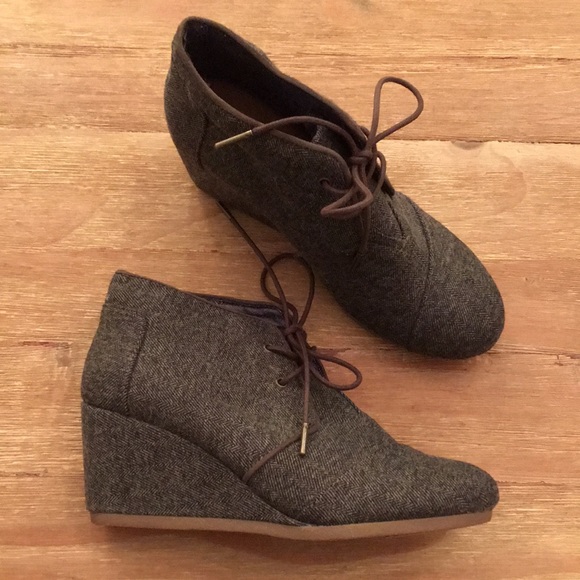 toms herringbone wedge bootie